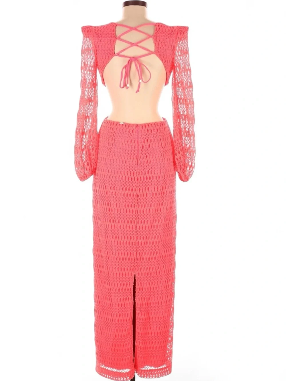PatBO Resort Crochet Cutout Maxi Dress Coral Size 6 - Picture 4 of 11